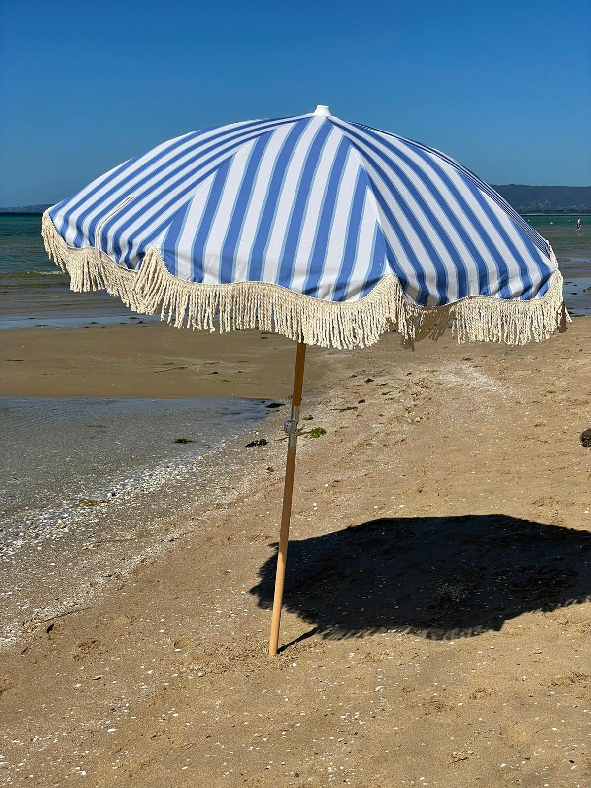 Back Beach Lane Premium Beach Umbrella- Portsea Blue