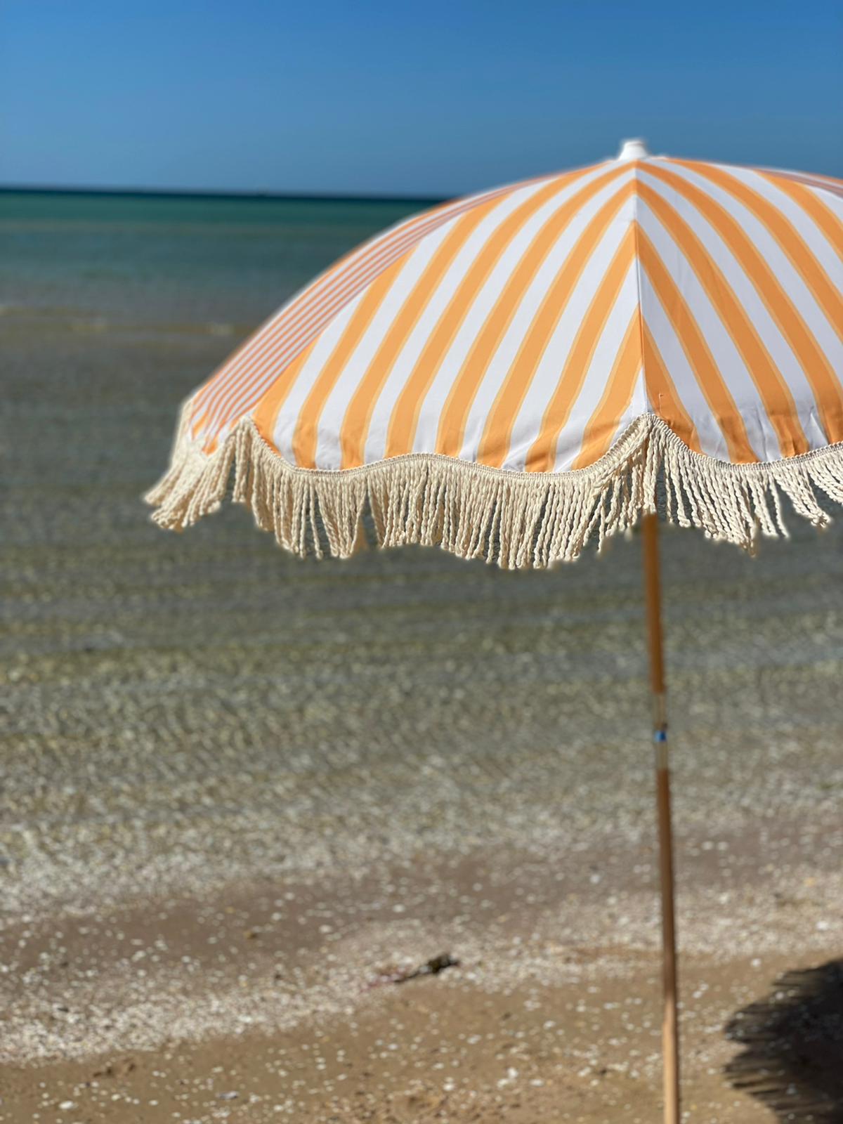 Back Beach Lane  Premium Beach Umbrella - Gunnamatta Gold