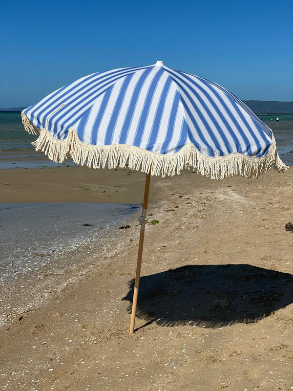 Back Beach Lane Premium Beach Umbrella- Portsea Blue