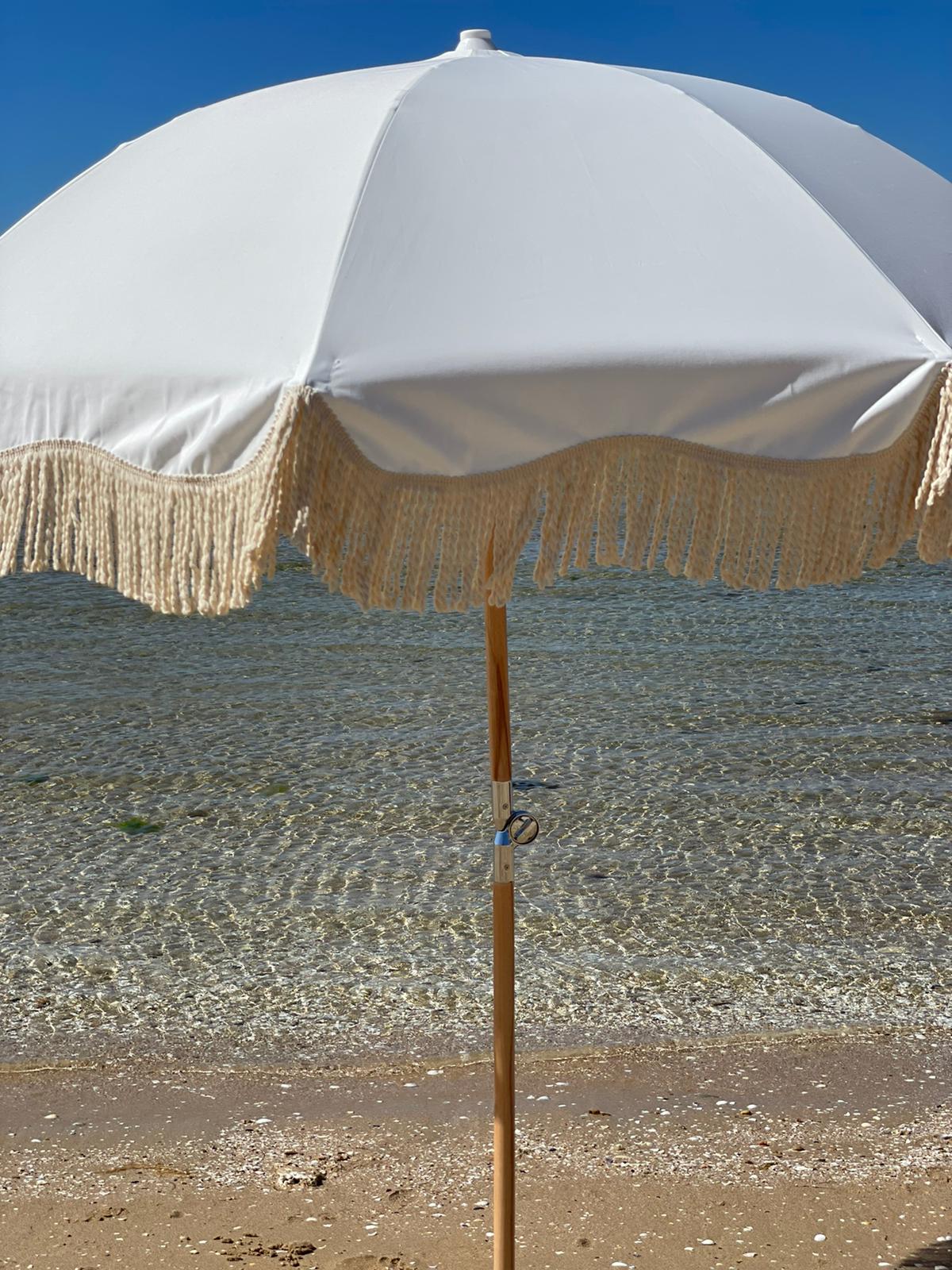 Back Beach Lane Premium Beach Umbrella - St Andrews White