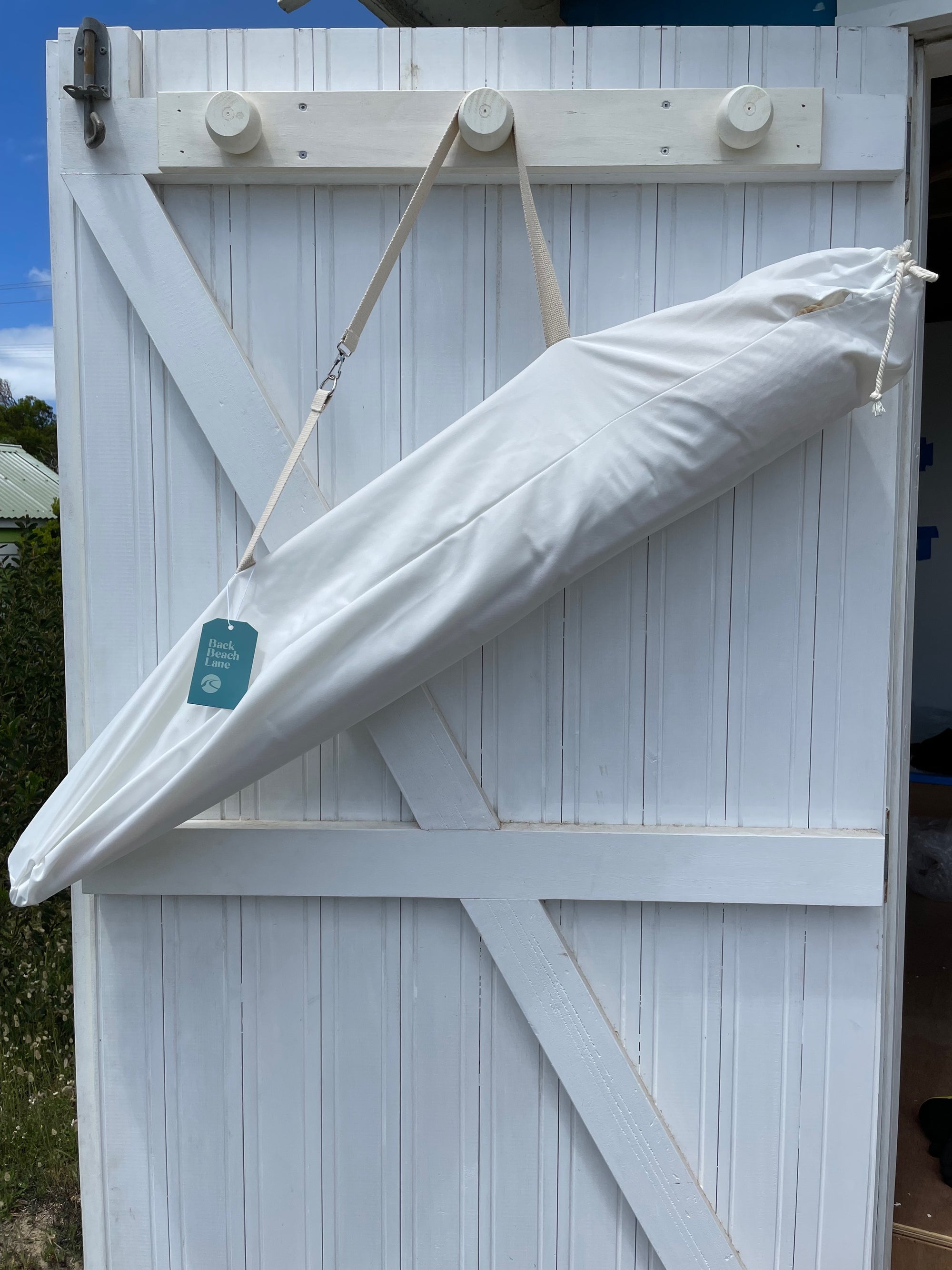 Back Beach Lane Premium Beach Umbrella - St Andrews White