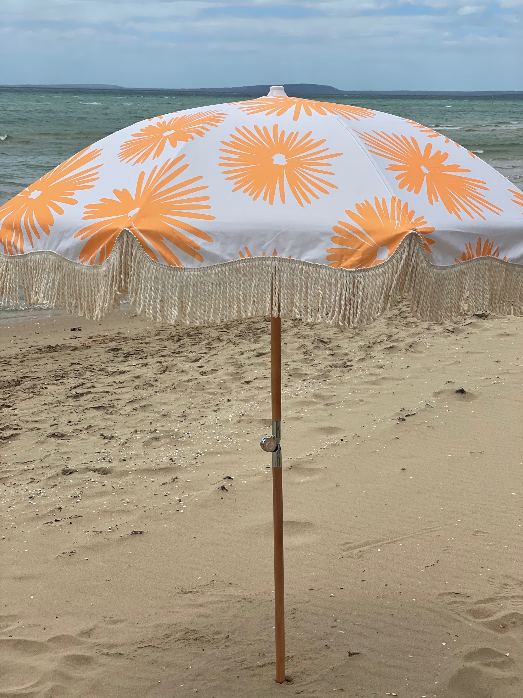 Pipi's of Rye -Premium Beach Umbrella -Coastal Floral Marigold