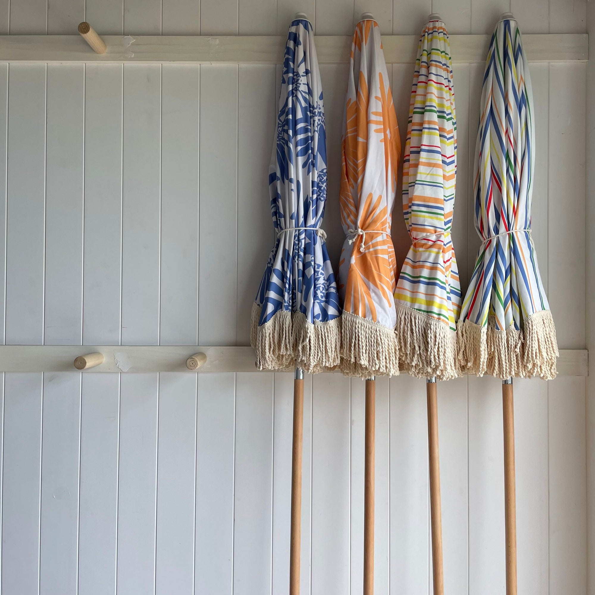 Pipi's of Rye - Premium Beach Umbrella- Retro Coastal Stripes Original