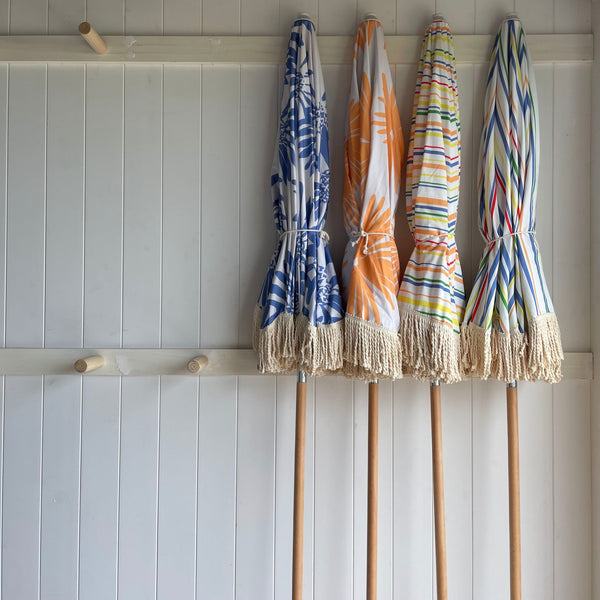 Pipi's of Rye - Premium Beach Umbrella- Retro Coastal Stripes Original