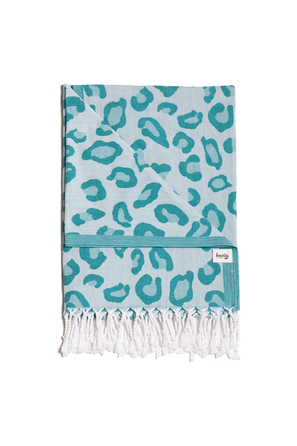 Knotty Wild Beach Towel - Leopard - Teal