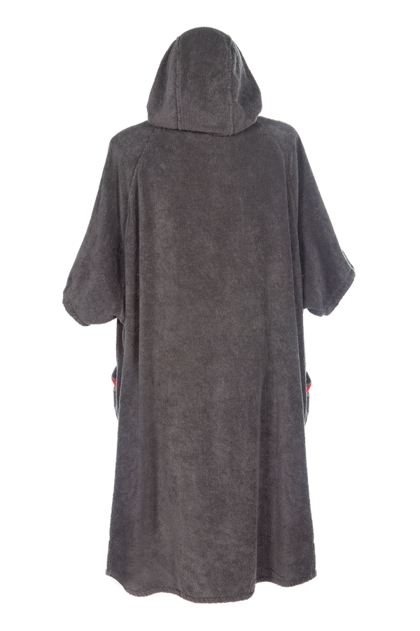 Red Paddle Towelling Beach Change Robe- Grey
