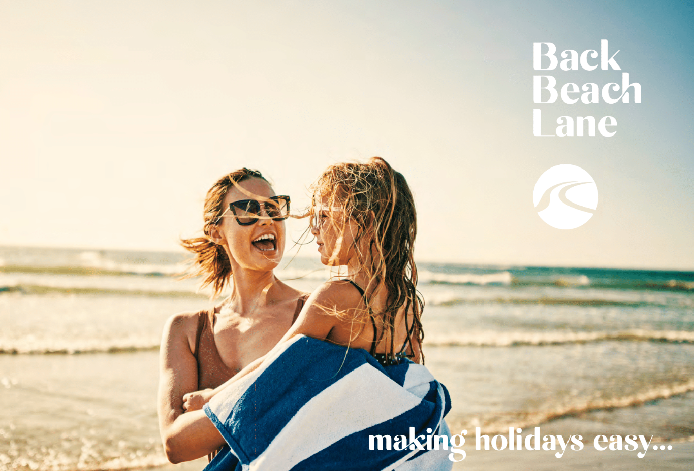 Back Beach Lane Premium Beach Umbrella- Portsea Blue