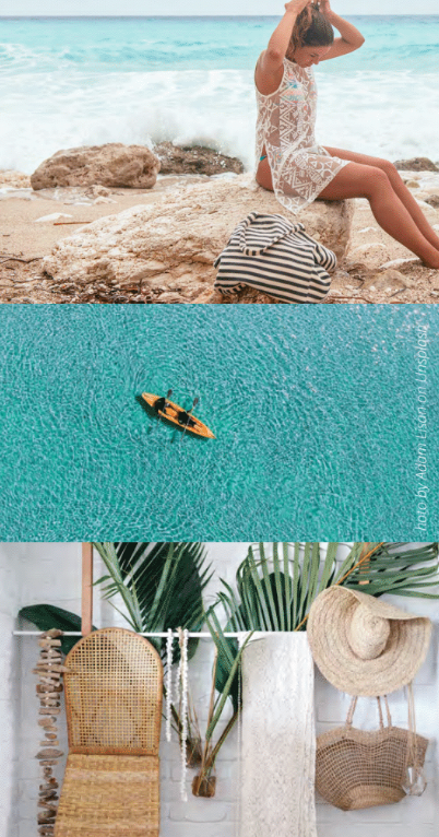 Pipi's of Rye - Premium Beach Umbrella- Retro Coastal Blue Multi