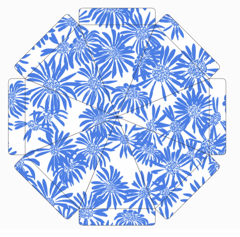 Pipi's of Rye - Premium Beach Umbrella- Coastal Floral Blue