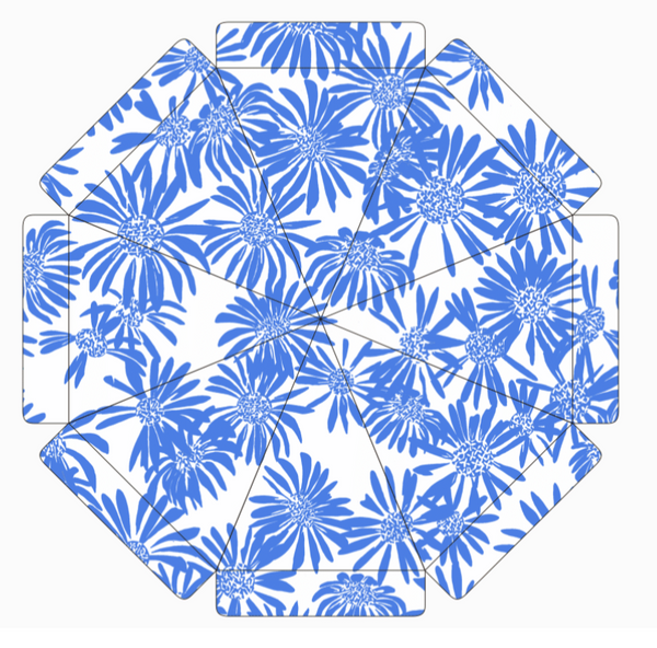 Pipi's of Rye - Premium Beach Umbrella- Coastal Floral Blue