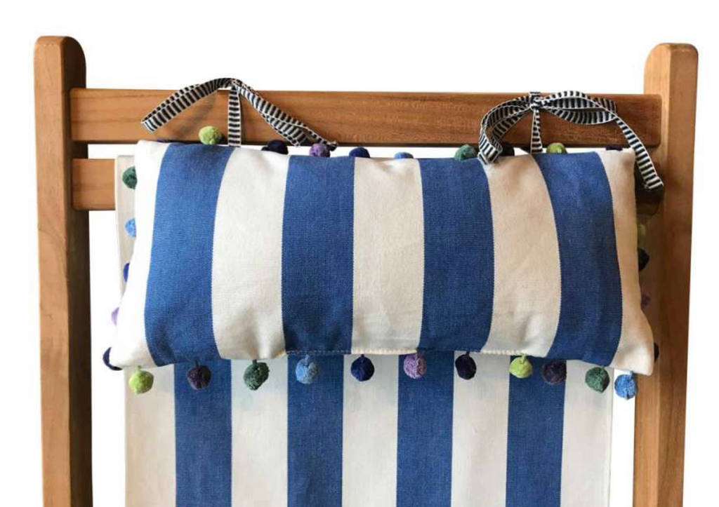 The Stripes Co - Sling Chair - Blue Stripe with head rest