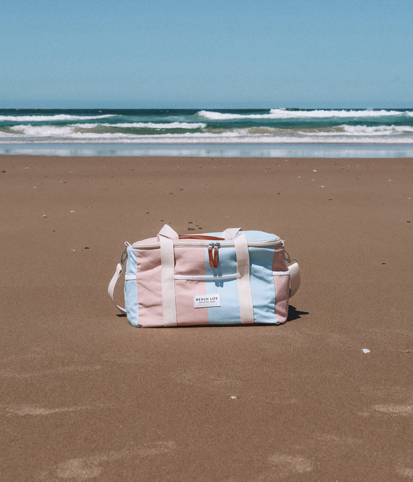 Beach Life Crescent Head Premium Cooler Bag- Pink & Blue