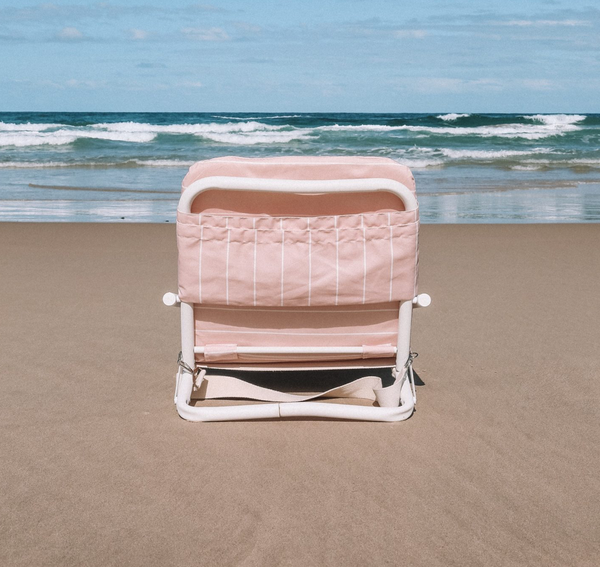 Beach Life Crescent Head Deluxe Beach Chair -Pink & White Stripe Pastel
