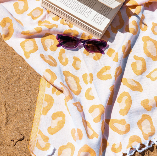 Knotty Wild Beach Towel - Leopard - Mustard
