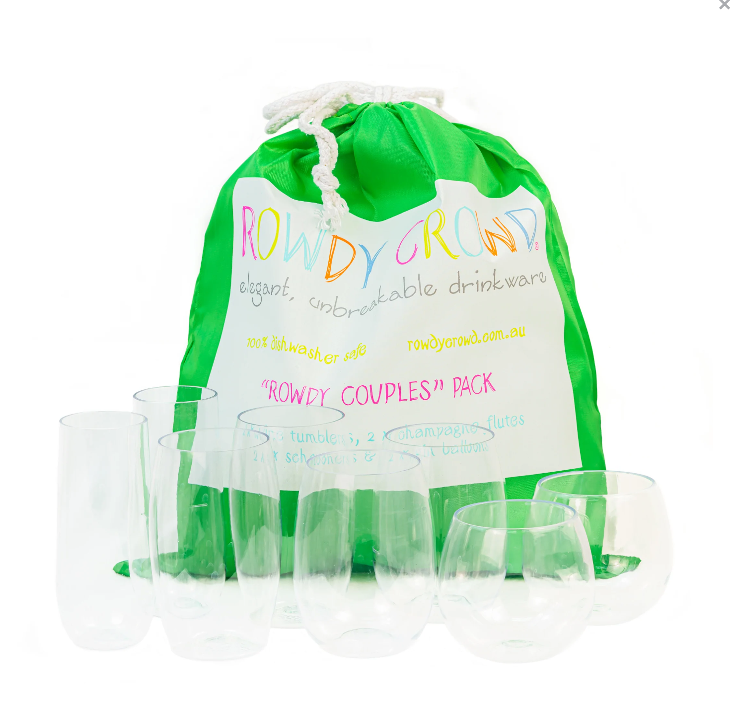 Rowdy Crowd Beach Glasses  Couples 8 pack