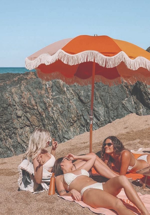Beach Life CrescentHead Beach Umbrella - Orange Yellow Quad