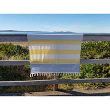 Binalong Beach & Co Beach Towel - Coningham Beach Yellow Stripe